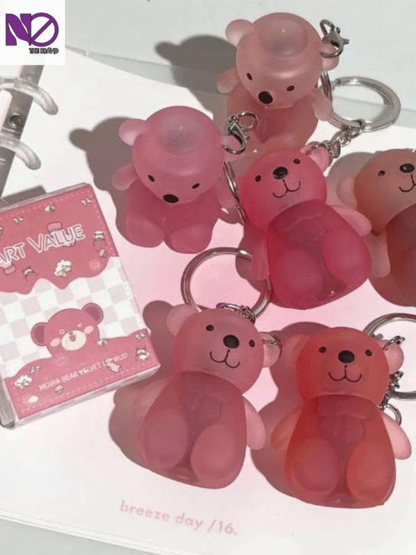 Art Value Keychain Bear Lipgloss Velvet Matte Cute Bear Beauty Makeup Waterproof Long Lasting No-Budge Clay Lip Mud