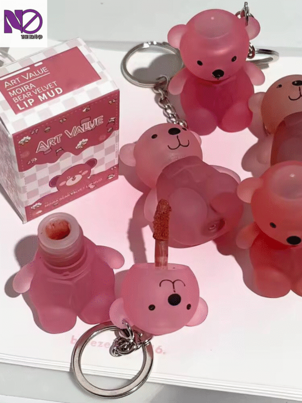 Art Value Keychain Bear Lipgloss Velvet Matte Cute Bear Beauty Makeup Waterproof Long Lasting No-Budge Clay Lip Mud - Image 4