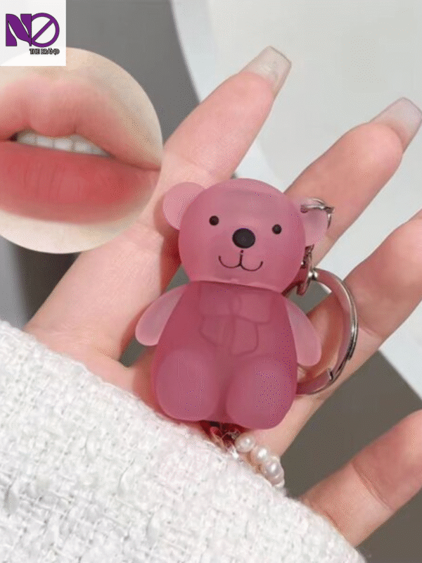 Art Value Keychain Bear Lipgloss Velvet Matte Cute Bear Beauty Makeup Waterproof Long Lasting No-Budge Clay Lip Mud - Image 5