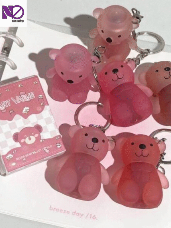 Art Value Keychain Bear Lipgloss Velvet Matte Cute Bear Beauty Makeup Waterproof Long Lasting No-Budge Clay Lip Mud - Image 3