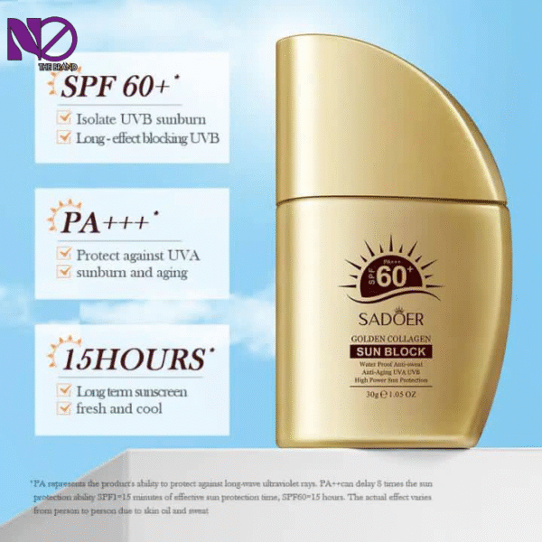SPF60+ Gold Collagen Mineral Cream Sunscreen - Image 4