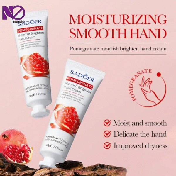 OEM SADOER Private Label Pomegranate Whitening Hand Cream Moisturizes Hydrates and Prevents Dry Cracking
